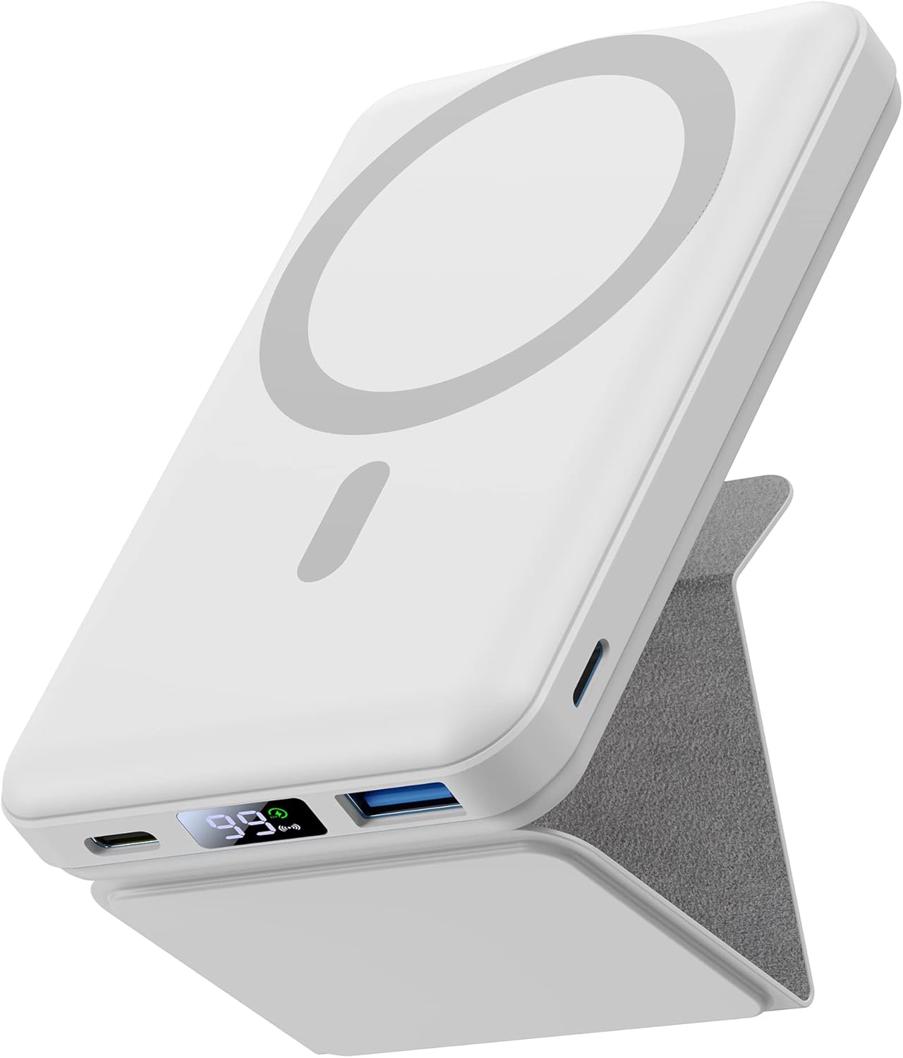 Stay Powered, Wherever Life Takes You

Sleek, minimal, and built for modern living, this white wireless power bank keeps your devices charged without the clutter of cables. Just place your phone on top and power up instantly—whether you're commuting, traveling, or relaxing at home.

Designed with a smooth matte finish and a compact, lightweight build, it slips easily into your bag or pocket. The clean white design complements any setup, while advanced safety features protect your device from overcharging an