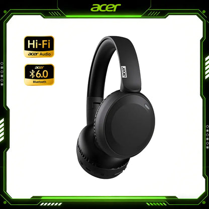 Acer OHR205 Wireless Musicheadphones - Hi-Fi Stereo, Foldable Design, Bluetooth +3.5Mm Wired Option, Perfect Spring Gaming Gift for Him &Her Summervibes